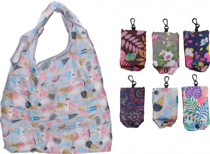 Bolsa de tela plegable con mosquetón