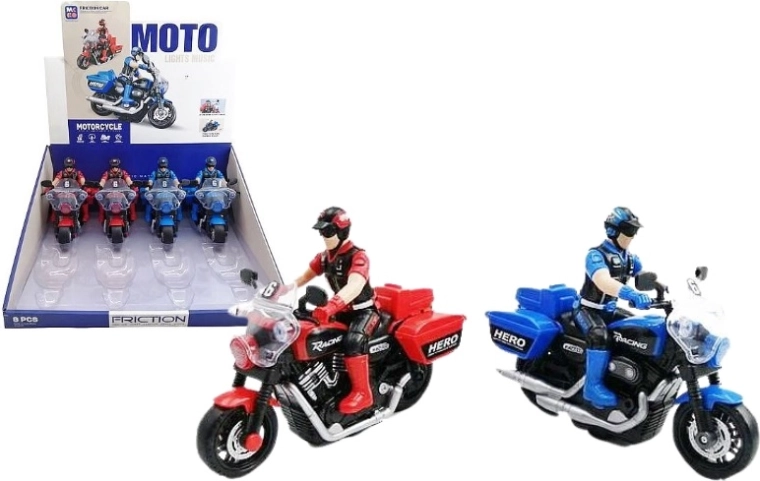 Motociclista en moto con efectos de luz y sonido 16 cm