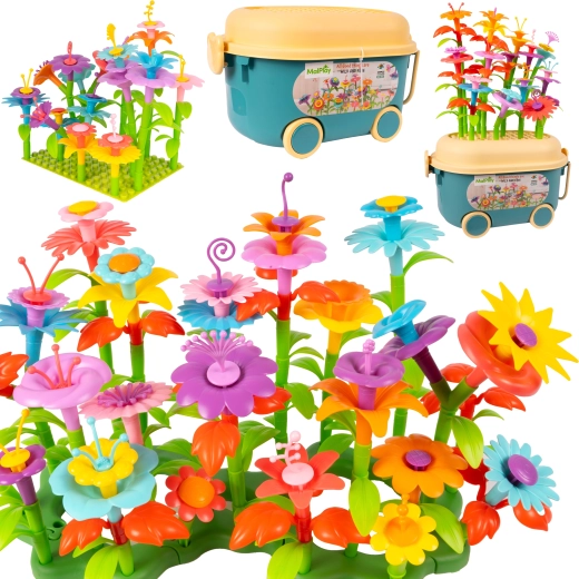 Set de construcción floral DIY: carretilla de jardín (139 piezas)
