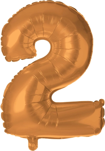 Globo de foil con forma de número 2 de 30 cm, bronce TORO