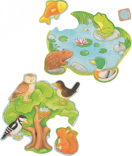 Juego de puzles infantil Goki ¿Quién vive dónde?