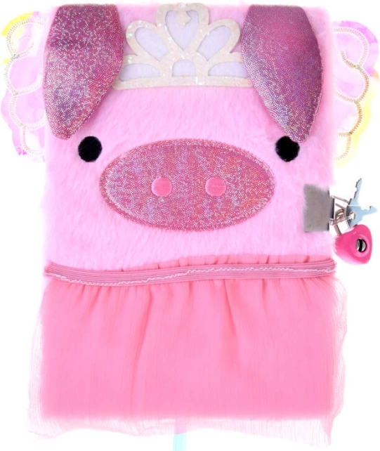 Diario secreto rosa con candado en forma de cerdito
