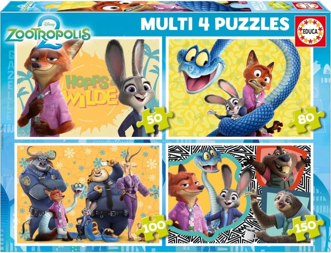 Educa puzzle Zootrópolis 4 en 1 – puzzle progresivo infantil (50, 80, 100 y 150 piezas)