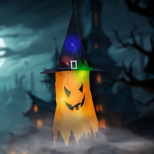 Decoración LED colgante de Halloween con forma de fantasma rosa