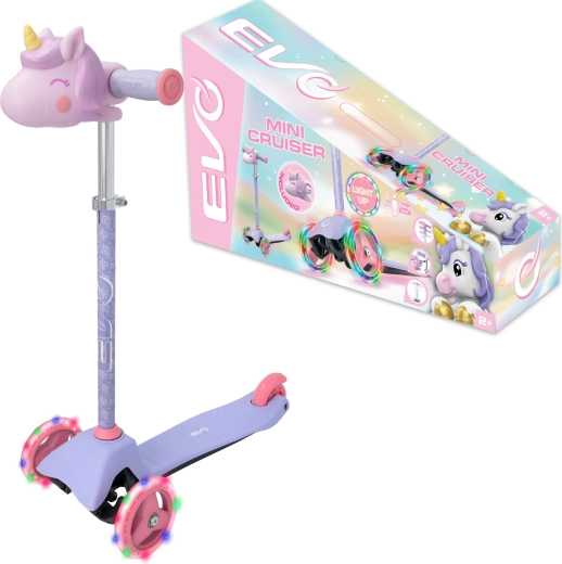 EVO Light Up Mini Cruiser patinete infantil de tres ruedas con ruedas LED Unicornio