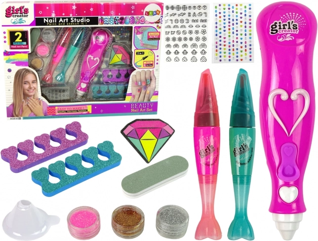 Set para decorar uñas con purpurina y adornos