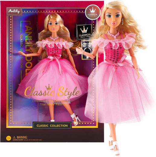 Muñeca a la moda con vestido de gala – rosa oscuro