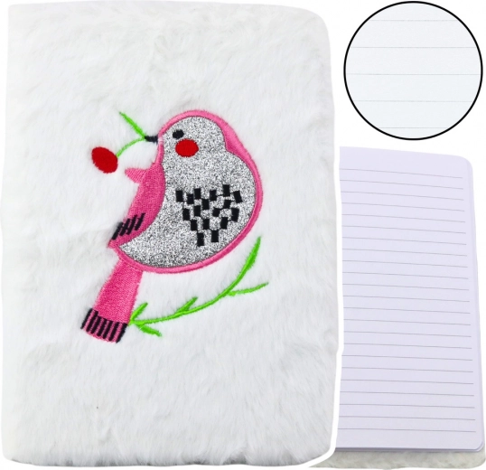 Cuaderno suave con pajarito brillante