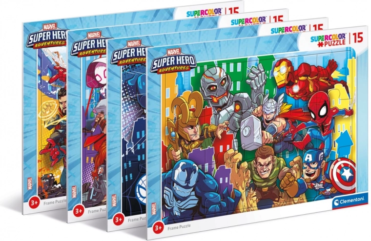 Puzzle con marco de 15 piezas Superhero Clementoni