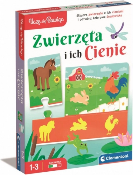 Puzzle de animales y sus sombras CLEMENTONI Aprendo jugando