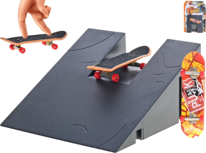 Skateboard de dedos de 9,5 cm con rampa – set metálico y de plástico para niños