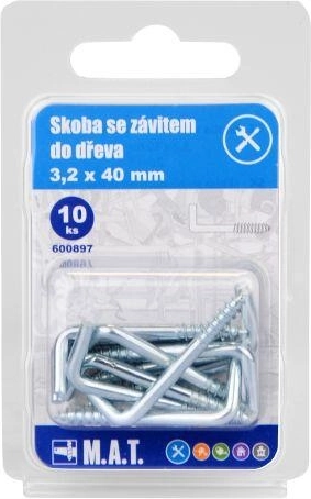 Grapa con rosca para madera 40 × 3,2 mm, galvanizada (10 uds)