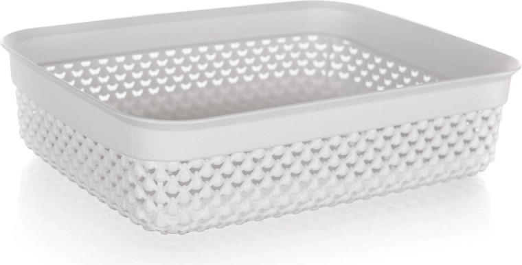 Cesta de plástico con aspecto de ratán blanca 2,2 l 24,5 × 19,5 × 6 cm