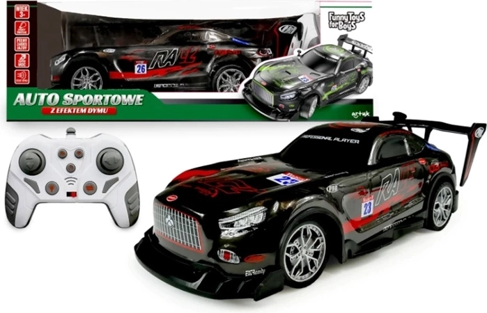 Coche RC deportivo con efecto de humo
