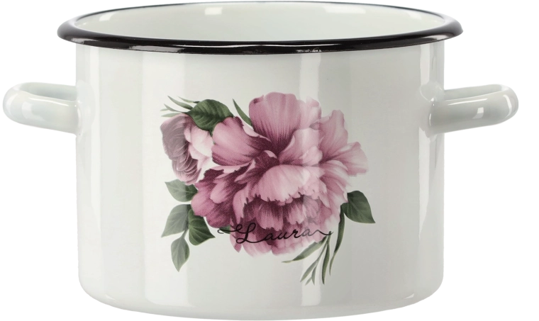 Olla esmaltada 3 l, 18 cm, blanca Pivoňka LAURA