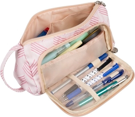Estuche escolar rosa de dos compartimentos para niños