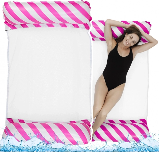 Hamaca acuática inflable de malla blanco-rosa 120x70 cm