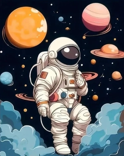 Pintura de diamantes astronauta 30 × 40 cm