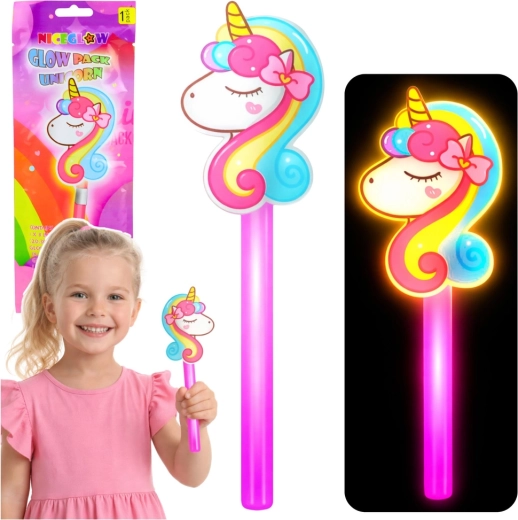 Varita mágica luminosa con unicornio neón 25 cm