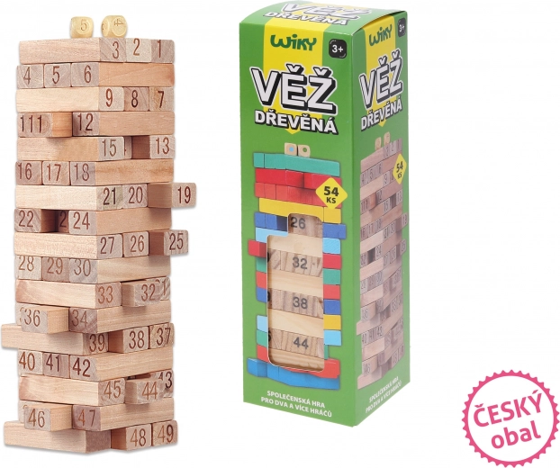 Torre de madera con números, 54 piezas