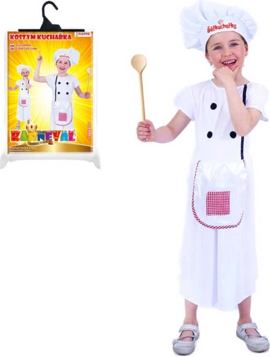 Disfraz de carnaval de cocinera para niñas, talla M (116–128 cm)