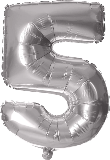 Globo de foil número 5, 30 cm, plateado TORO