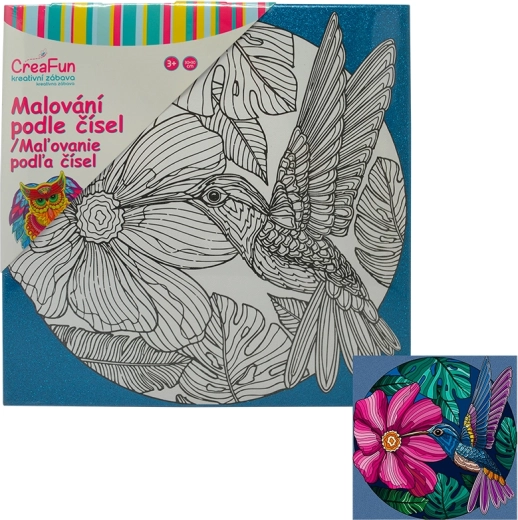 Pintura sobre lienzo – colibrí 30 × 30 cm