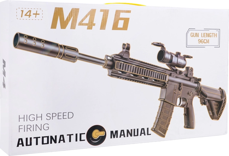 Carabina M416 gris para bolitas de gel (de agua) con accesorios