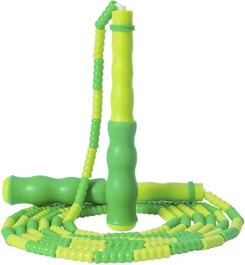 Cuerda de saltar infantil con cuentas Merco verde 2,8 m