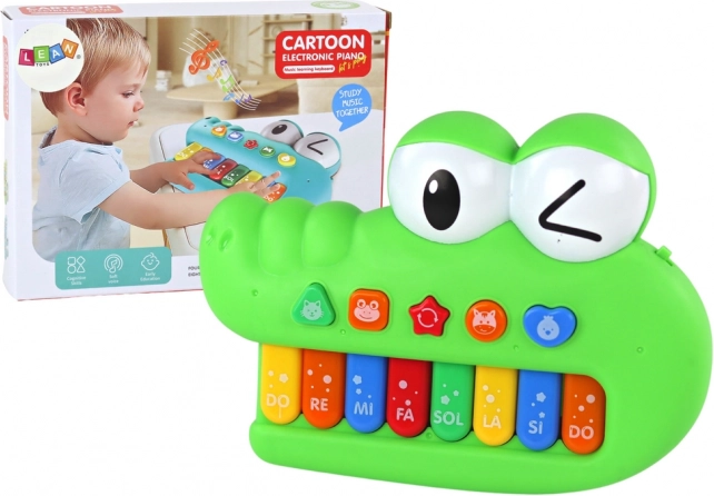 Pianito educativo infantil cocodrilo, verde, luces y sonidos