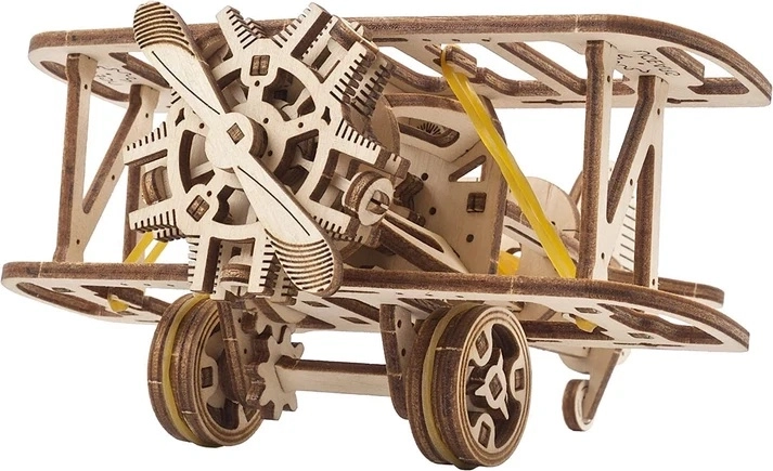 Ugears mini biplano – kit de construcción mecánico 3D de madera