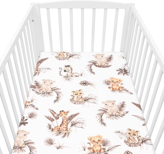 Sábana de algodón para cuna New Baby Safari 120 × 60 cm