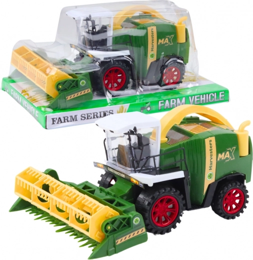 Cosechadora infantil con cabezal – máquina agrícola verde