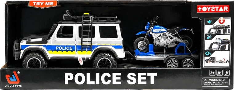 Coche todoterreno policial con remolque y moto - 1 unidad