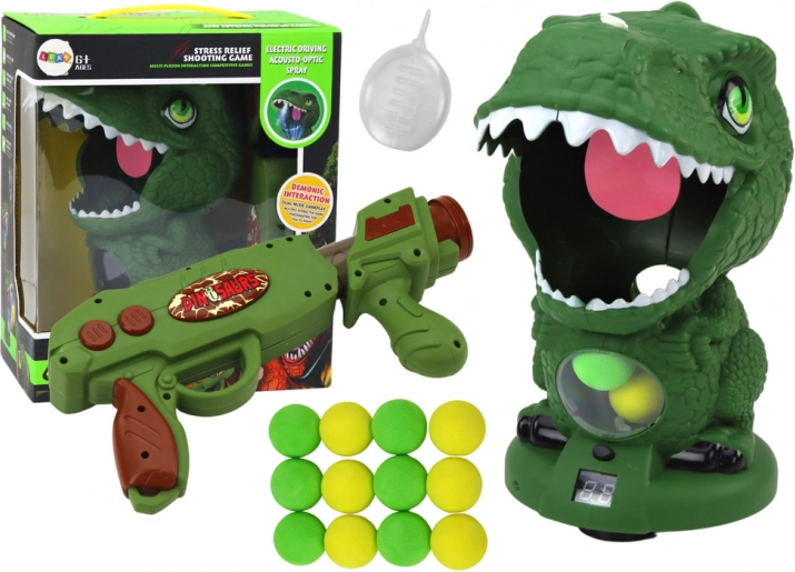 Juego de tiro de dinosaurio con pistola verde y pelotas
