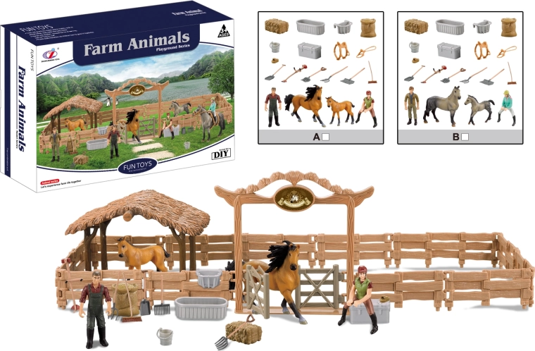 Gran cercado para caballo con jinete – animales de granja