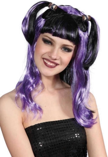 Peluca de carnaval violeta-negra para adultos - 1 pieza