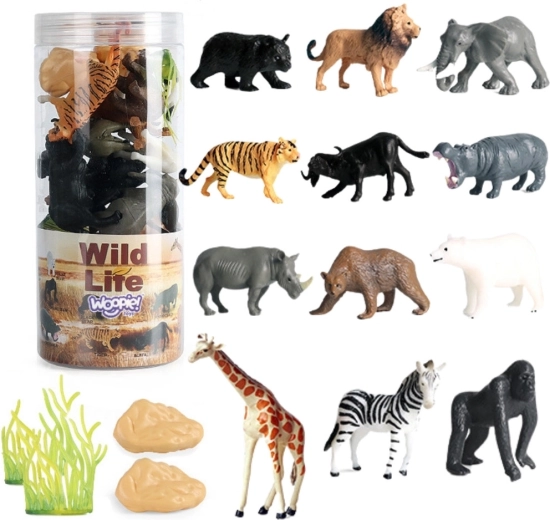 Figuras de animales salvajes WOOPIE en tubo - 16 piezas