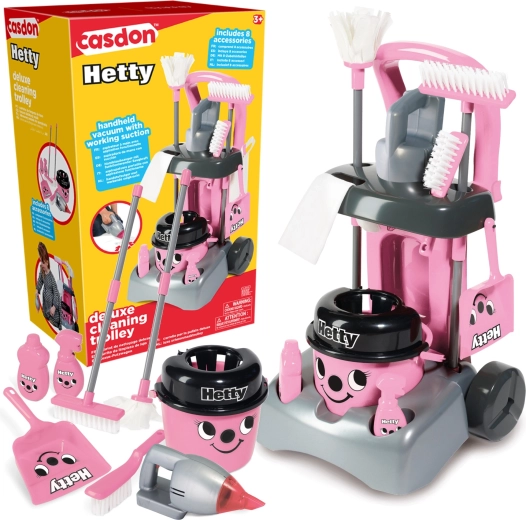 Carrito de limpieza deluxe Casdon Hetty con aspiradora y fregona para niños
