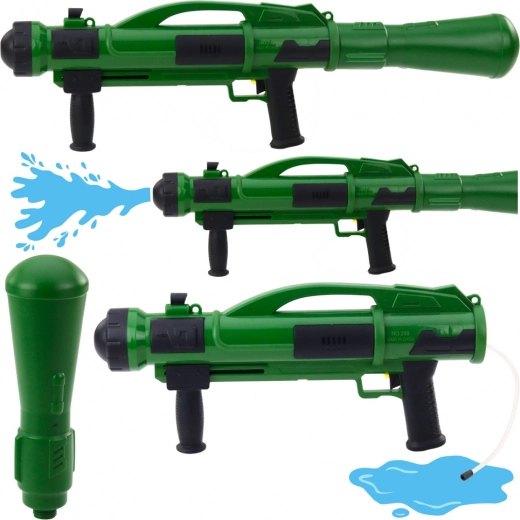 Pistola de agua Bazooka con bomba, 73 cm, verde