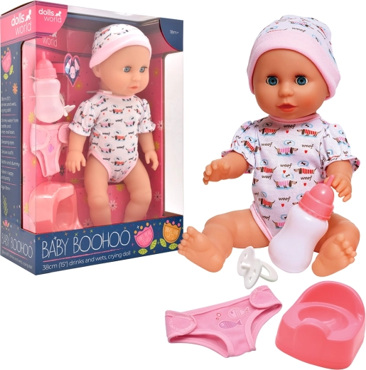 Dolls World muñeco bebé Baby Boohoo 38 cm con funciones y accesorios