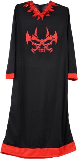Vestido largo con ribetes rojos y gráfico