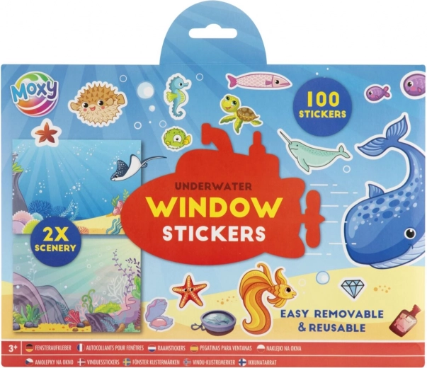Set creativo de pegatinas para ventana con temática marina, 100+ uds y 2 escenarios 29 × 21 cm