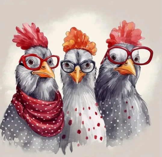 Pintura de diamantes: gallina con gafas 30 × 40 cm