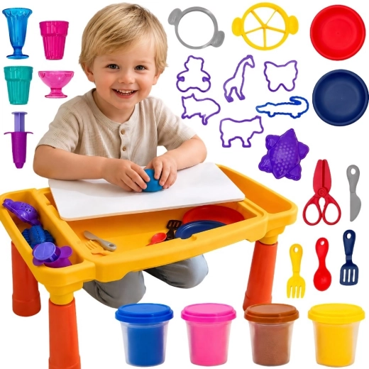 Mesa creativa Woopie con plastilina y accesorios, 40 piezas