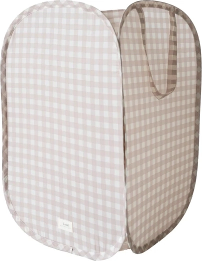 Cesto de almacenamiento plegable 3 Sprouts recycled gingham beige