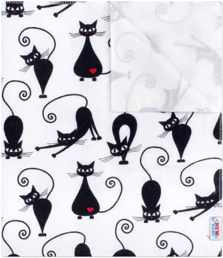New Baby empapador de franela impermeable blanco con gato negro