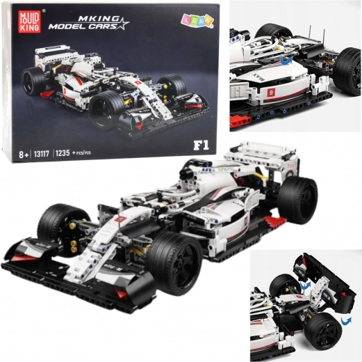 Kit de construcción coche de carreras F1 blanco-rojo