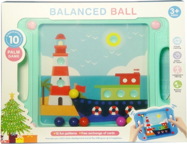 Juego de destreza infantil con bolitas de colores e imágenes intercambiables