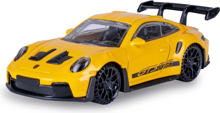 Modelo metálico Porsche 911 GT3 RS a escala 1:43, amarillo